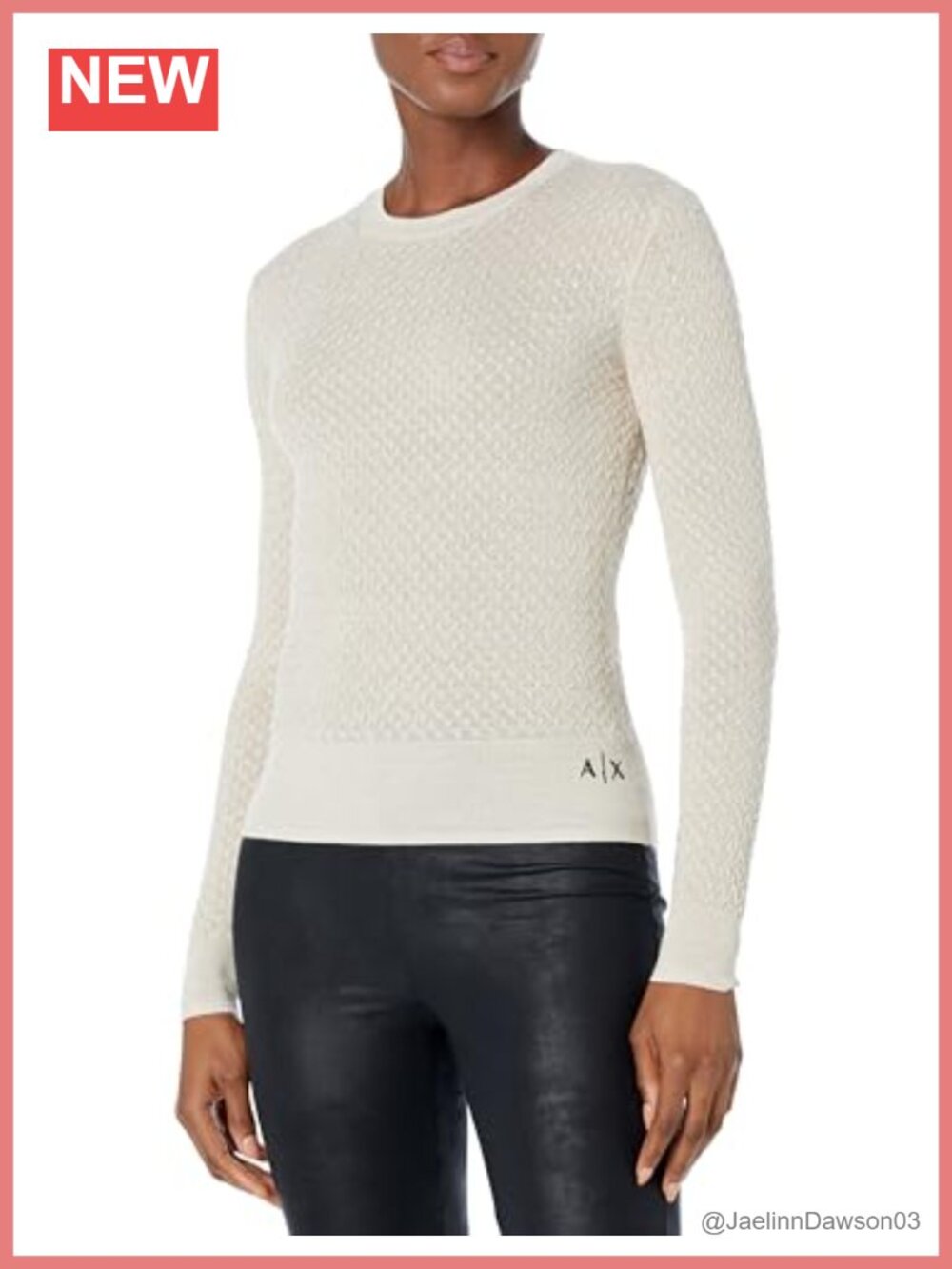 Wool Blend Knit Fitted Pullover Sweater Crew Neck Long Sleeve